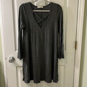 Charcoal gray long sleeve dress